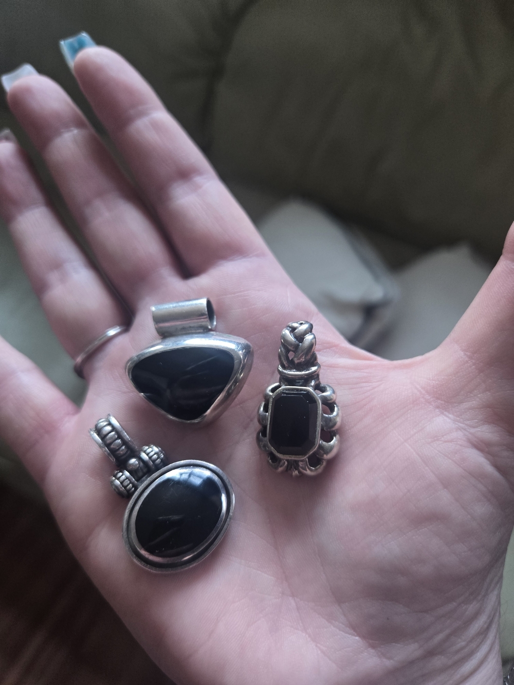 Sterling Silver Black Onyx Pendant Necklace - Classic Black Gem